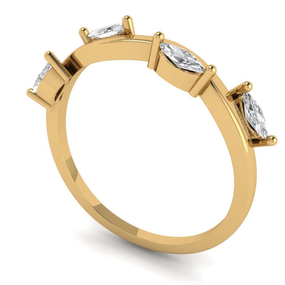 0.4 cttw White Sapphire Marquise Cut Yellow Gold Eternity Wedding Band