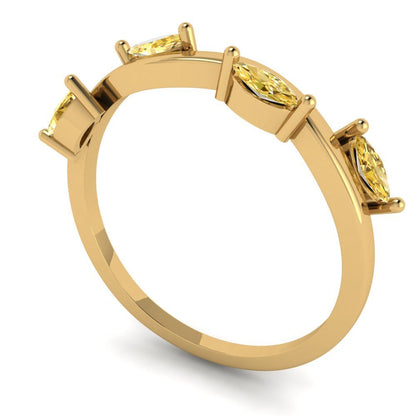 0.4 cttw Yellow Moissanite Marquise Cut Yellow Gold Eternity Wedding Band