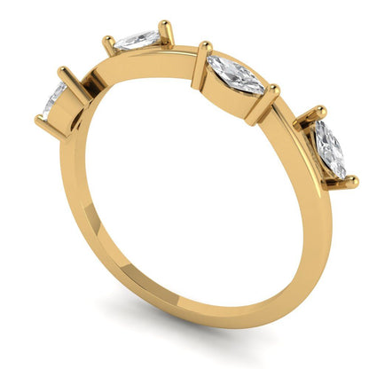 0.4 cttw Moissanite Marquise Cut Yellow Gold Eternity Wedding Band