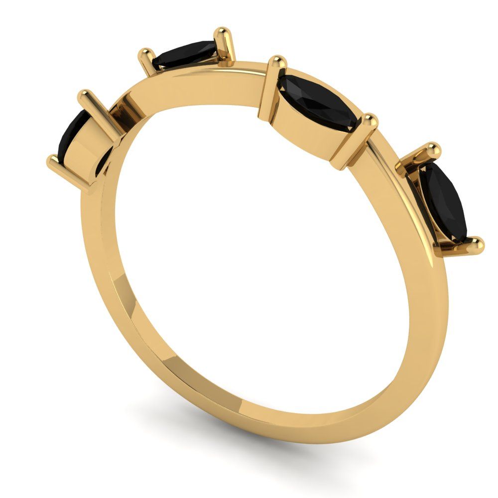 0.4 cttw Natural Onyx Marquise Cut Yellow Gold Eternity Wedding Band