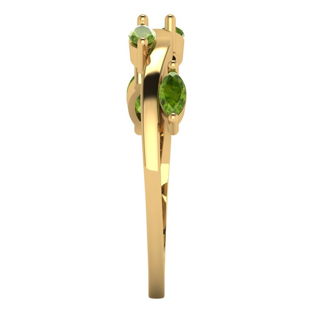 0.4 cttw Natural Peridot Marquise Cut Yellow Gold Eternity Wedding Band