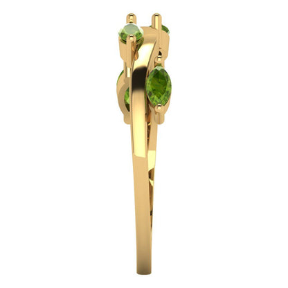 0.4 cttw Natural Peridot Marquise Cut Yellow Gold Eternity Wedding Band