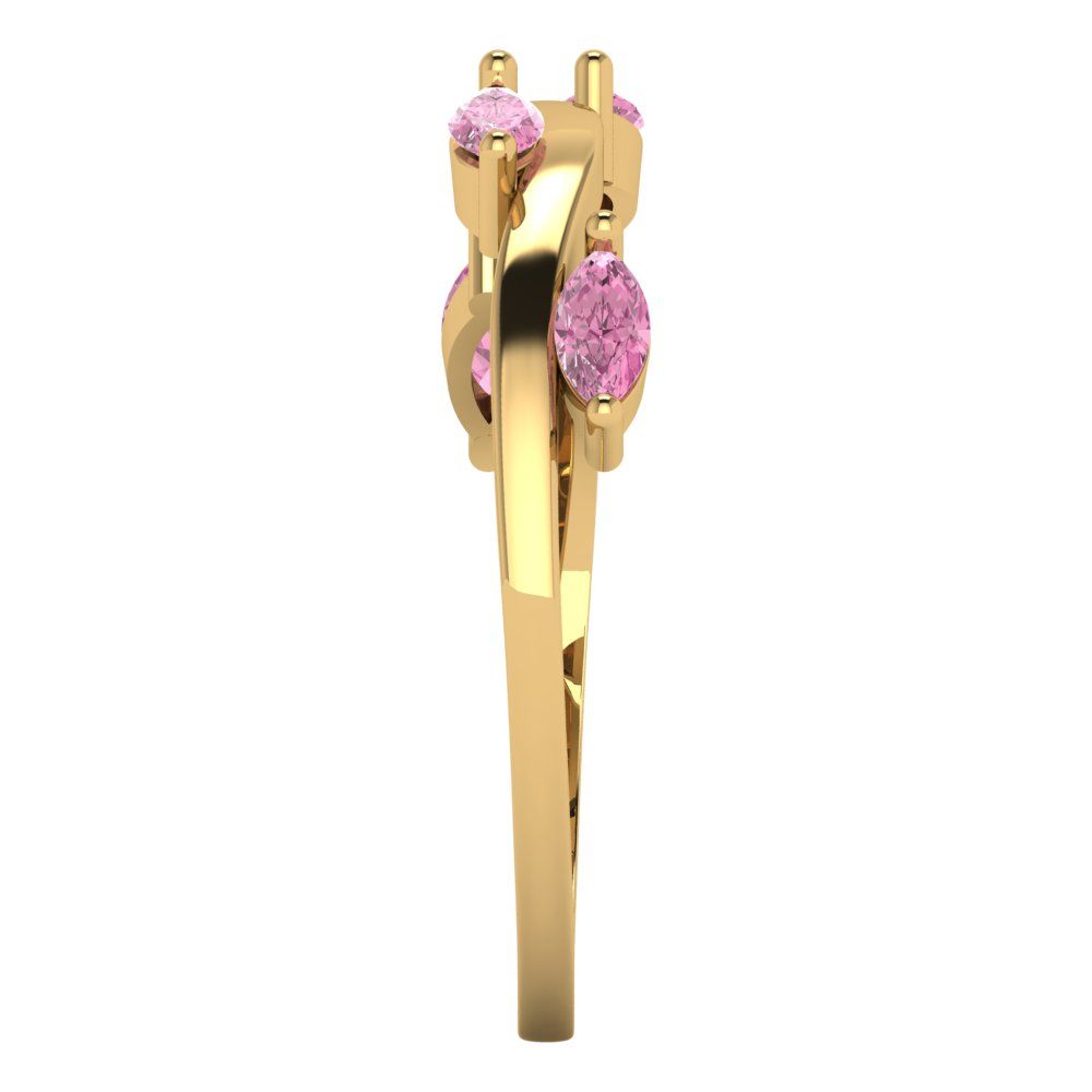 0.4 cttw Simulated Pink Diamond Marquise Cut Yellow Gold Eternity Wedding Band