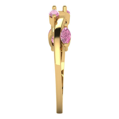 0.4 cttw Simulated Pink Diamond Marquise Cut Yellow Gold Eternity Wedding Band