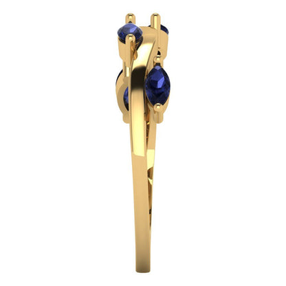 0.4 cttw Simulated Blue Sapphire Marquise Cut Yellow Gold Eternity Wedding Band