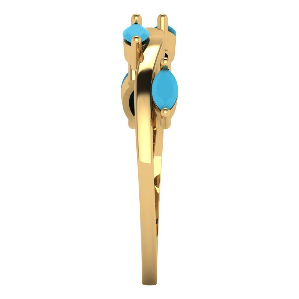 0.4 cttw Simulated Turquoise Marquise Cut Yellow Gold Eternity Wedding Band