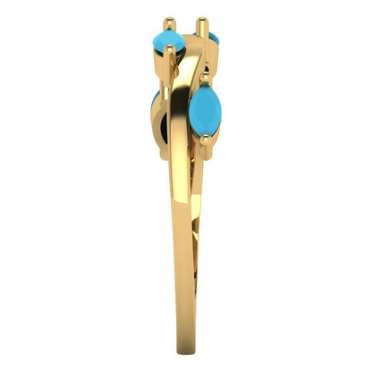 0.4 cttw Simulated Turquoise Marquise Cut Yellow Gold Eternity Wedding Band