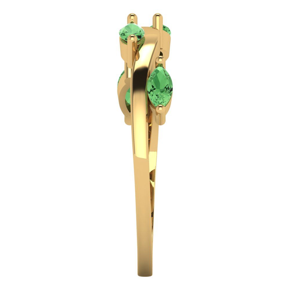 0.4 cttw Simulated Green Diamond Marquise Cut Yellow Gold Eternity Wedding Band