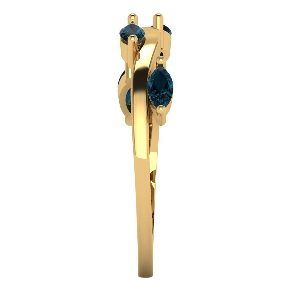 0.4 cttw Natural London Blue Topaz Marquise Cut Yellow Gold Eternity Wedding Band