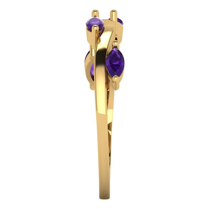 0.4 cttw Natural Amethyst Marquise Cut Yellow Gold Eternity Wedding Band