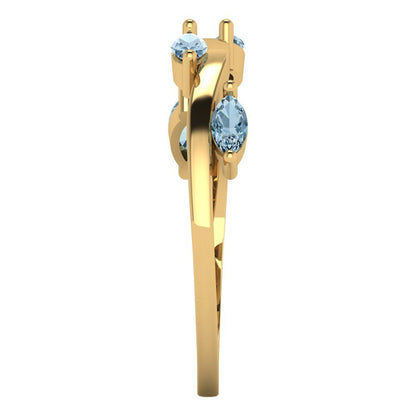 0.4 cttw Natural Swiss Blue Topaz Marquise Cut Yellow Gold Eternity Wedding Band