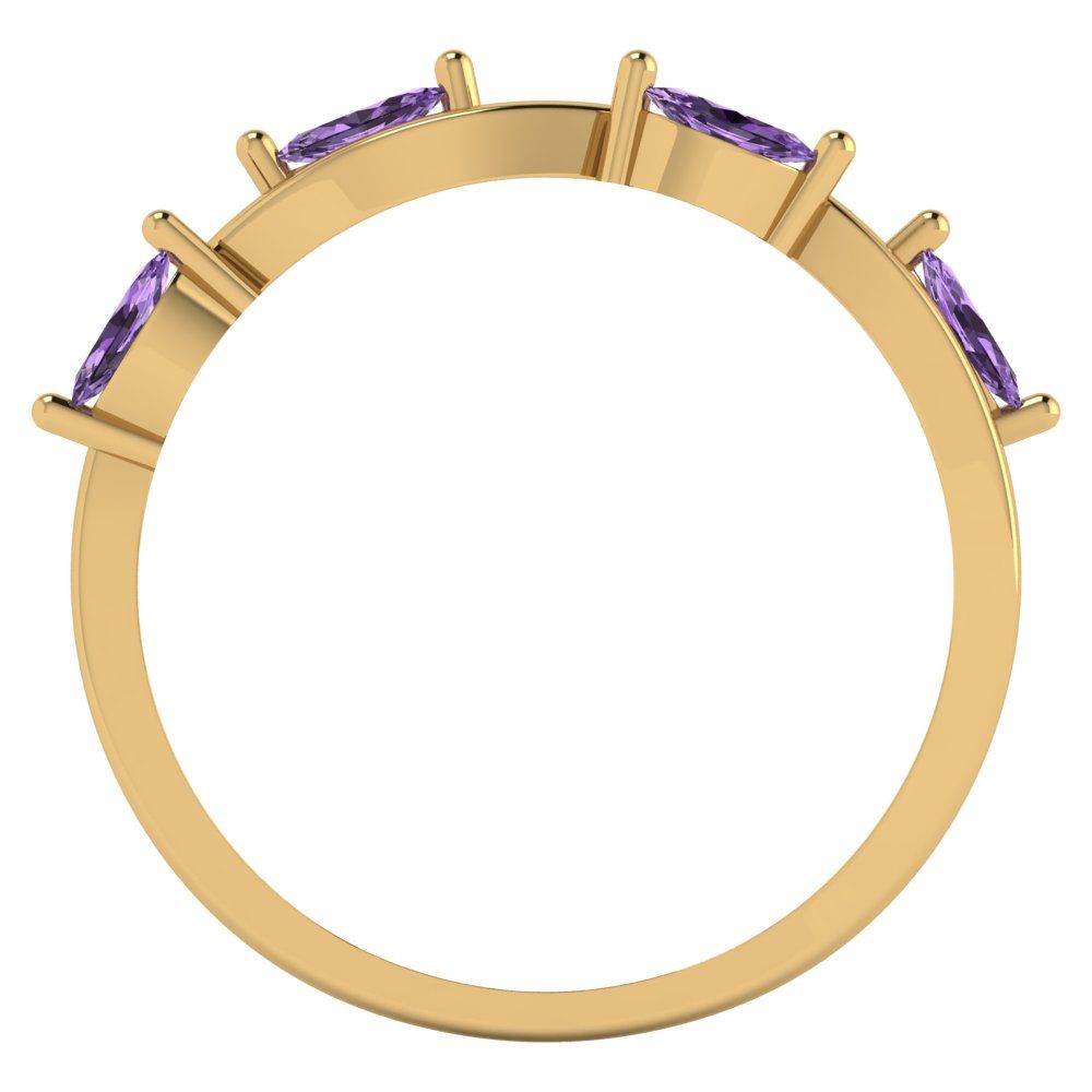 0.4 cttw Simulated Alexandrite Marquise Cut Yellow Gold Eternity Wedding Band