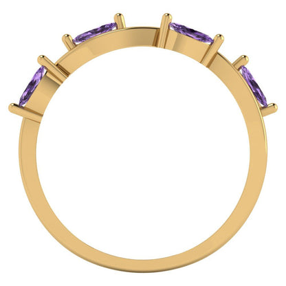 0.4 cttw Simulated Alexandrite Marquise Cut Yellow Gold Eternity Wedding Band