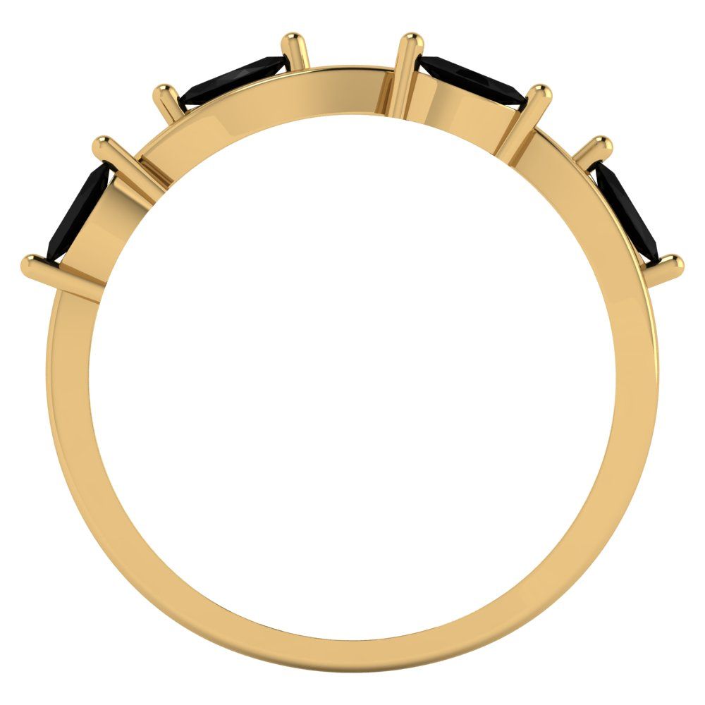 0.4 cttw Natural Onyx Marquise Cut Yellow Gold Eternity Wedding Band