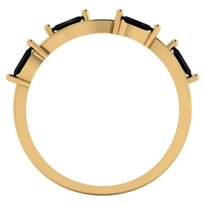 0.4 cttw Natural Onyx Marquise Cut Yellow Gold Eternity Wedding Band