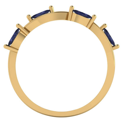 0.4 cttw Simulated Blue Sapphire Marquise Cut Yellow Gold Eternity Wedding Band