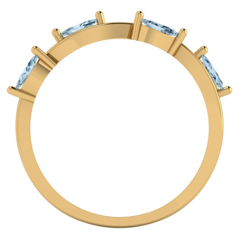 0.4 cttw Natural Swiss Blue Topaz Marquise Cut Yellow Gold Eternity Wedding Band