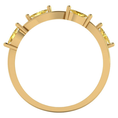 0.4 cttw Simulated Yellow Diamond Marquise Cut Yellow Gold Eternity Wedding Band