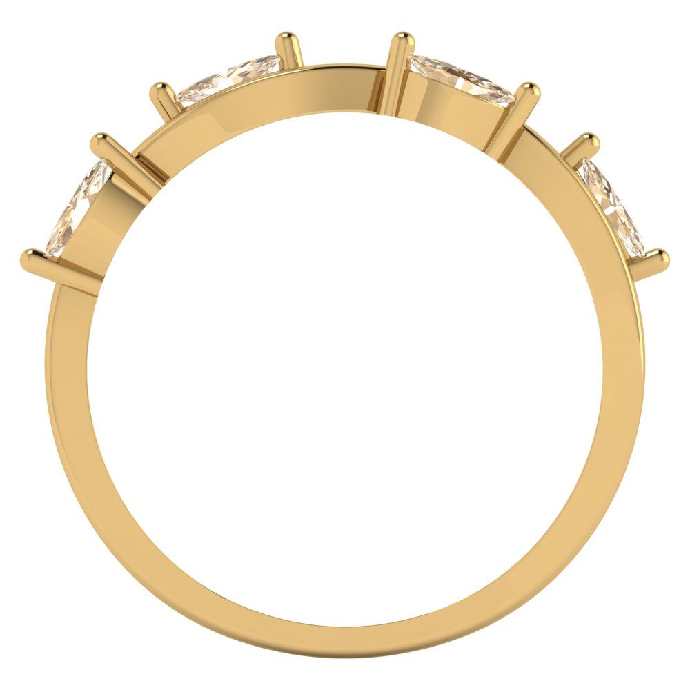0.4 cttw Natural Morganite Marquise Cut Yellow Gold Eternity Wedding Band