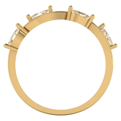 0.4 cttw Natural Morganite Marquise Cut Yellow Gold Eternity Wedding Band