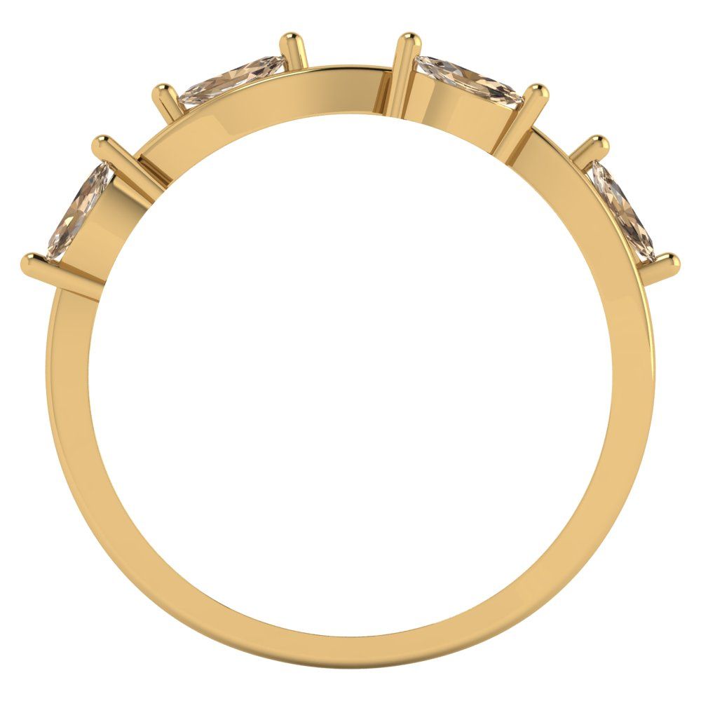 0.4 cttw Yellow Moissanite Marquise Cut Yellow Gold Eternity Wedding Band