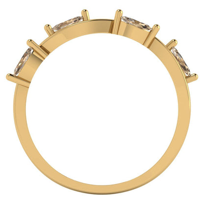 0.4 cttw Yellow Moissanite Marquise Cut Yellow Gold Eternity Wedding Band