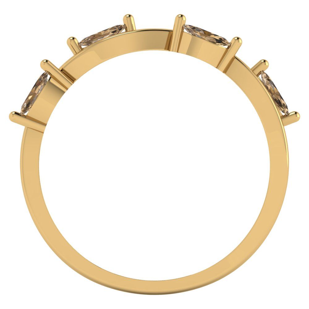 0.4 cttw Simulated Champagne Diamond Marquise Cut Yellow Gold Eternity Wedding Band