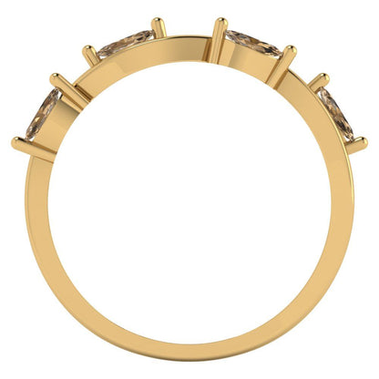 0.4 cttw Simulated Champagne Diamond Marquise Cut Yellow Gold Eternity Wedding Band