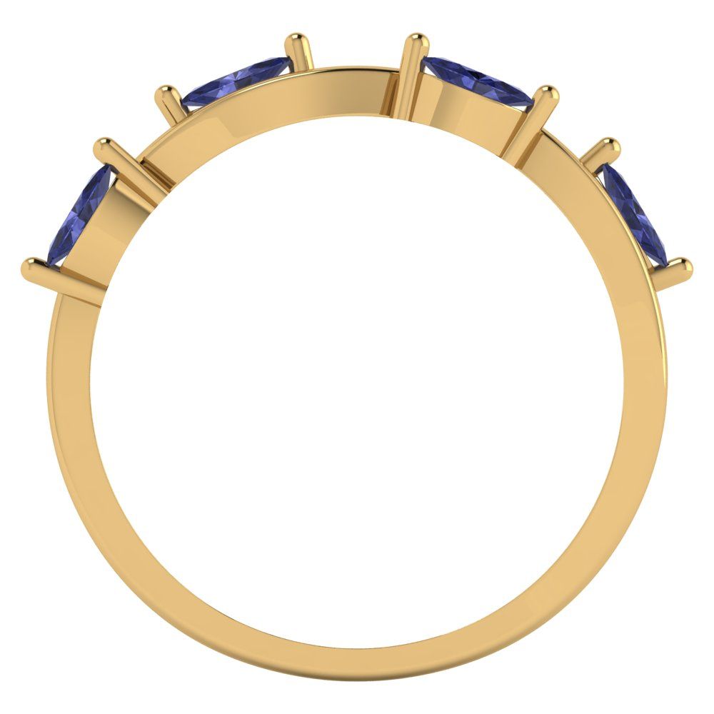 0.4 cttw Simulated Tanzanite Marquise Cut Yellow Gold Eternity Wedding Band