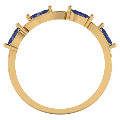 0.4 cttw Simulated Tanzanite Marquise Cut Yellow Gold Eternity Wedding Band