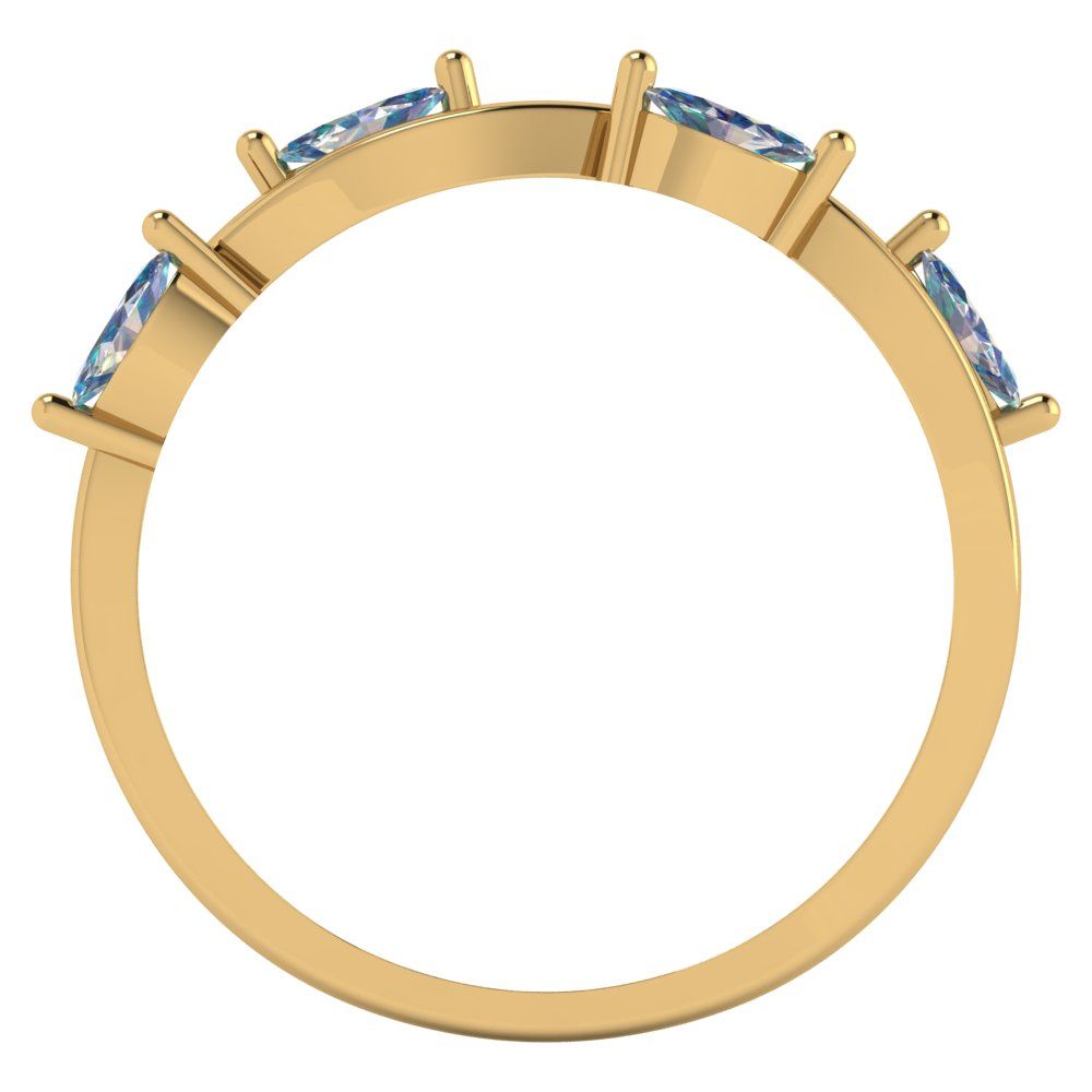 0.4 cttw Blue Moissanite Marquise Cut Yellow Gold Eternity Wedding Band