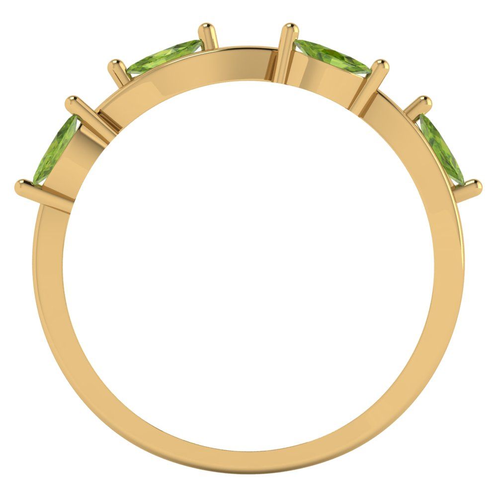 0.4 cttw Natural Peridot Marquise Cut Yellow Gold Eternity Wedding Band