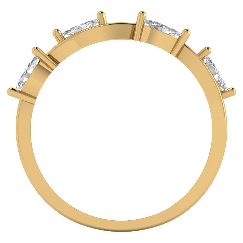 0.4 cttw White Sapphire Marquise Cut Yellow Gold Eternity Wedding Band