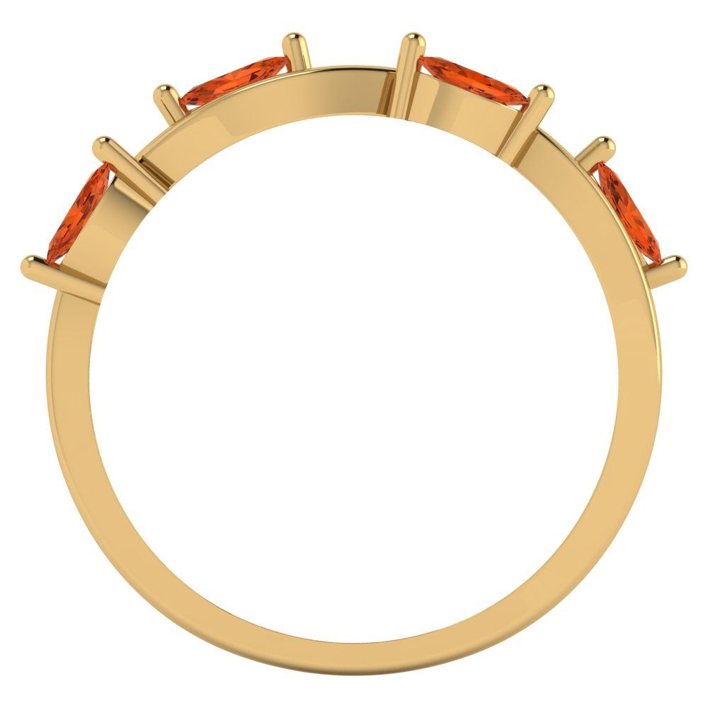 0.4 cttw Simulated Ruby Marquise Cut Yellow Gold Eternity Wedding Band