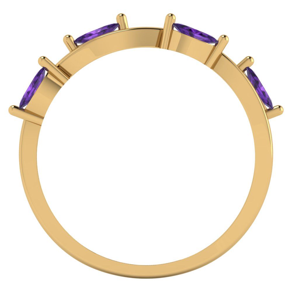 0.4 cttw Natural Amethyst Marquise Cut Yellow Gold Eternity Wedding Band