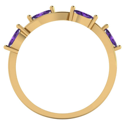 0.4 cttw Natural Amethyst Marquise Cut Yellow Gold Eternity Wedding Band