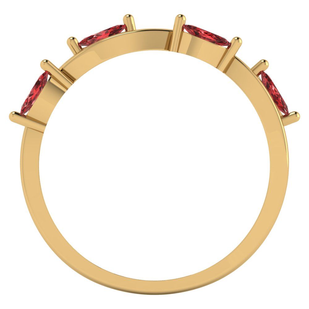 0.4 cttw Natural Garnet Marquise Cut Yellow Gold Eternity Wedding Band