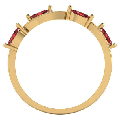 0.4 cttw Natural Garnet Marquise Cut Yellow Gold Eternity Wedding Band
