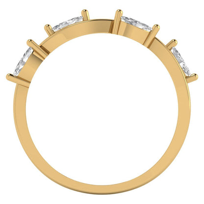 0.4 cttw Moissanite Marquise Cut Yellow Gold Eternity Wedding Band