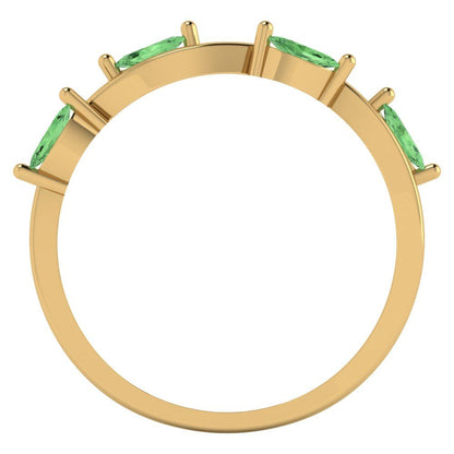 0.4 cttw Simulated Green Diamond Marquise Cut Yellow Gold Eternity Wedding Band