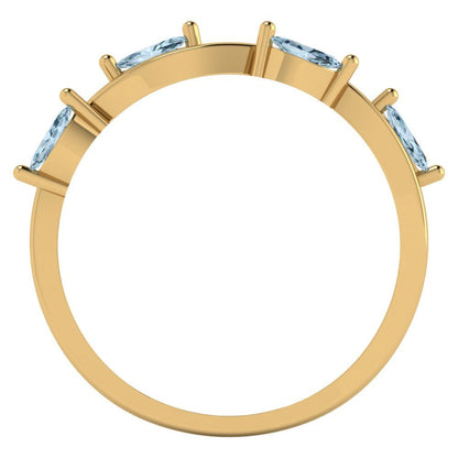 0.4 cttw Simulated Blue Diamond Marquise Cut Yellow Gold Eternity Wedding Band