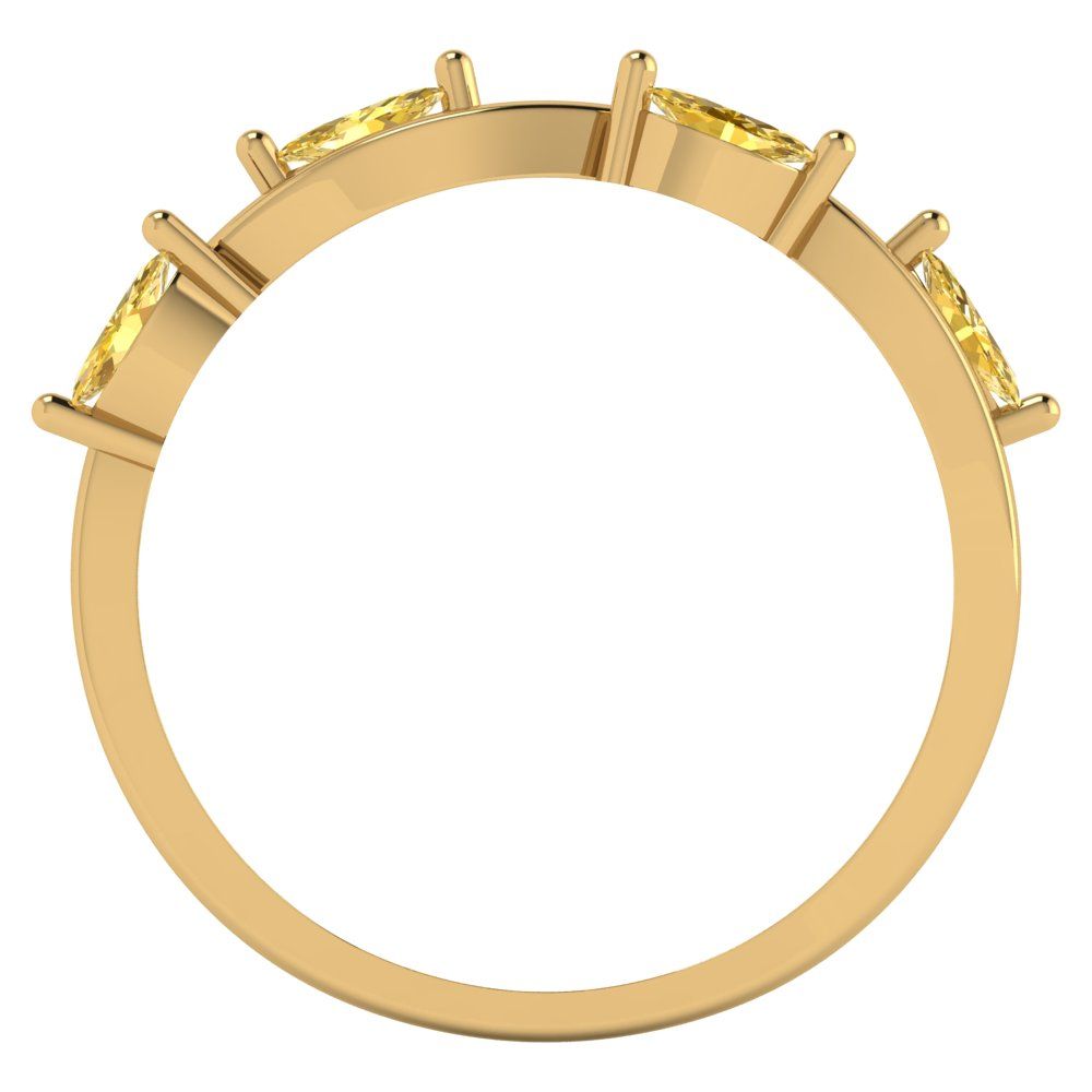 0.4 cttw Natural Citrine Marquise Cut Yellow Gold Eternity Wedding Band