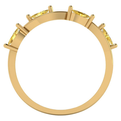 0.4 cttw Natural Citrine Marquise Cut Yellow Gold Eternity Wedding Band