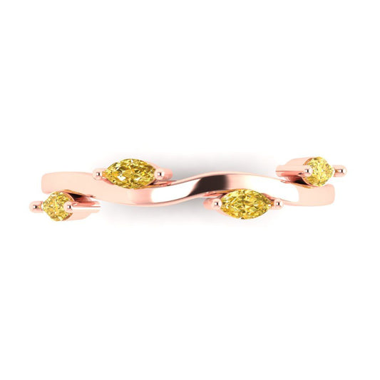 0.4 cttw Simulated Yellow Diamond Marquise Cut Rose Gold Eternity Wedding Band