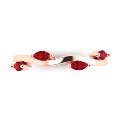 0.4 cttw Simulated Ruby Marquise Cut Rose Gold Eternity Wedding Band