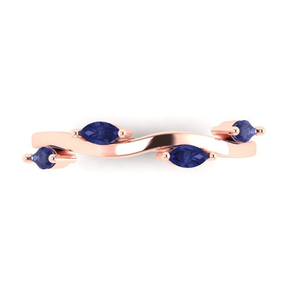 0.4 cttw Simulated Tanzanite Marquise Cut Rose Gold Eternity Wedding Band
