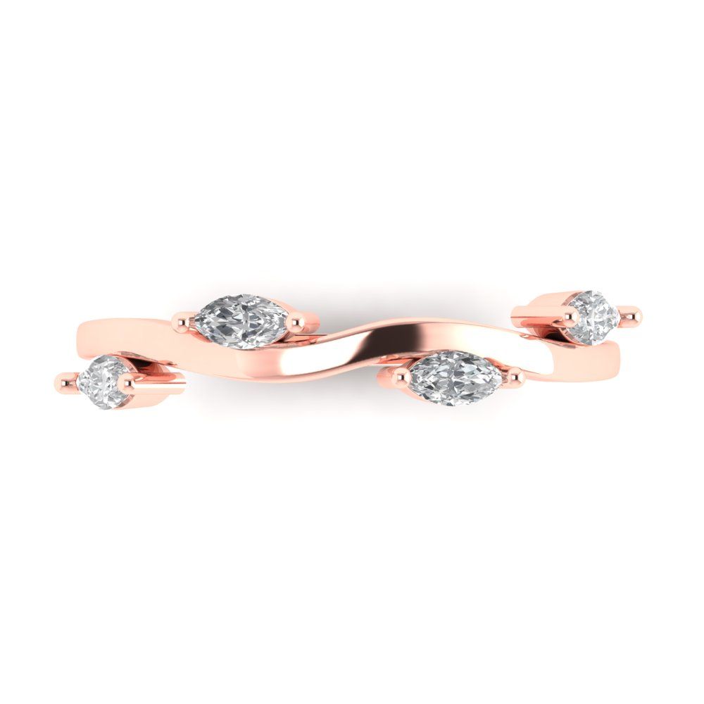 0.4 cttw White Sapphire Marquise Cut Rose Gold Eternity Wedding Band