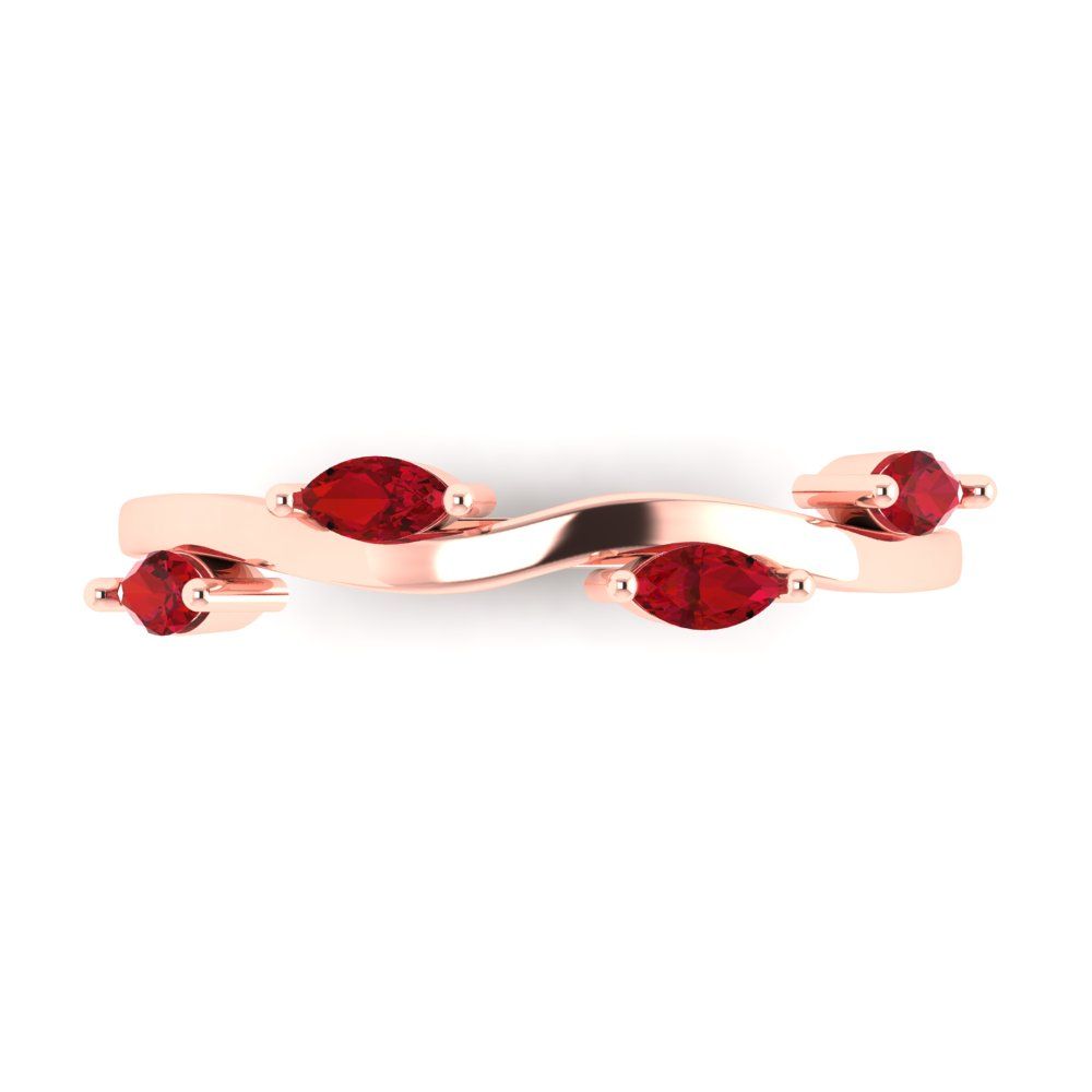 0.4 cttw Simulated Pink Tourmaline Marquise Cut Rose Gold Eternity Wedding Band