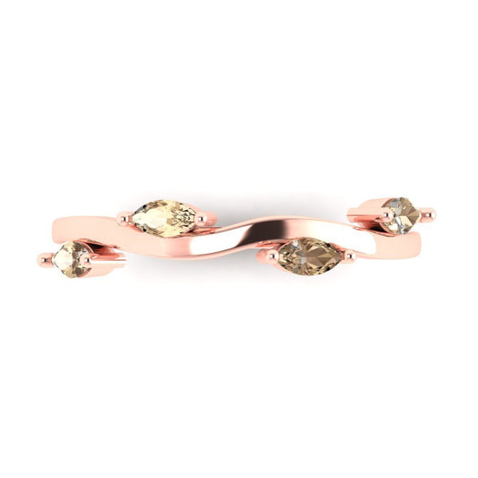 0.4 cttw Yellow Moissanite Marquise Cut Rose Gold Eternity Wedding Band