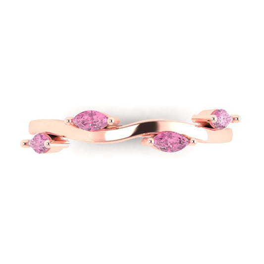 0.4 cttw Simulated Pink Diamond Marquise Cut Rose Gold Eternity Wedding Band